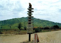 Signs at a crossroads in central Korea