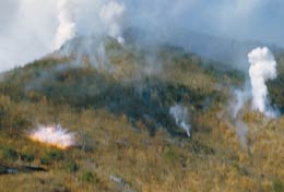 American 81mm mortar shells landing in eastern Korea July 1951