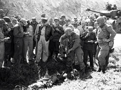 Examining bodies of North Korean soldiers