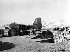 This C-47 is being unloaded at the tiny Hagaru-ri airstrip
