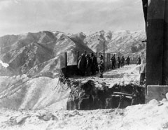 Sixteen-foot hole blown by Chinese soldiers