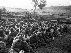 Chinese soldiers captured near Hwachon reservoir in central Korea